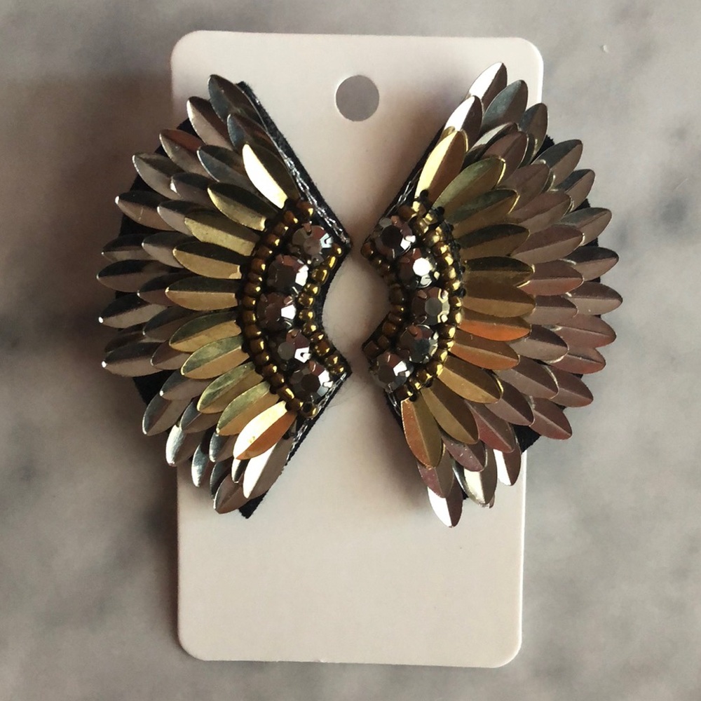 Gold and Silver Wing Earrings